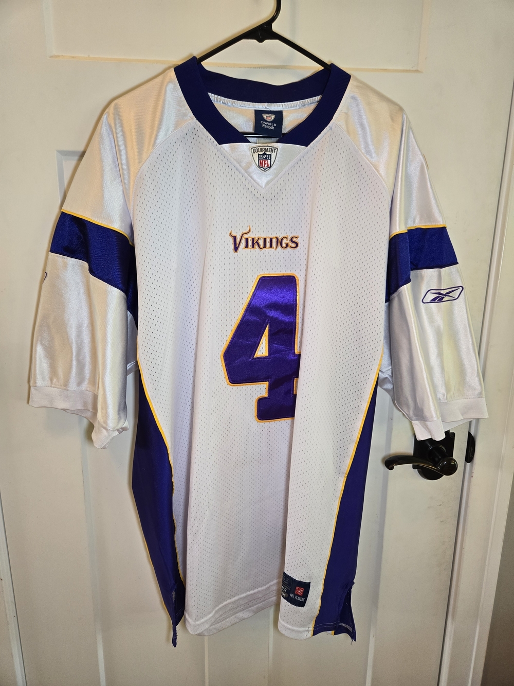 Reebok Minnesota Vikings #4 White & Purple Football Jersey